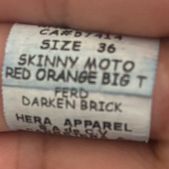 True Religion Jeans’Skinny Moto Biker BigT Red Orange Stitch Stretch-Size:36/34” - Picture 13 of 13